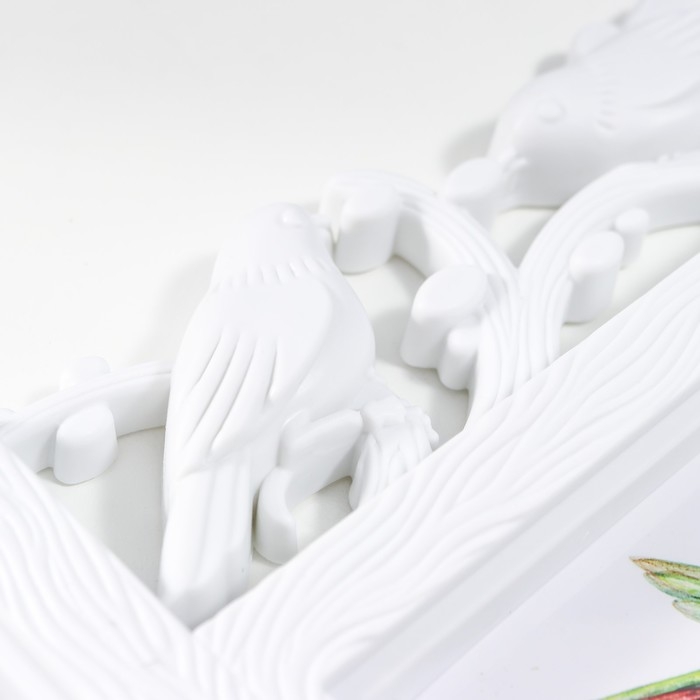 Фоторамка пластик на 2 фото 10х15 см "Птицы на веточке" белая 17,5х29,5 см