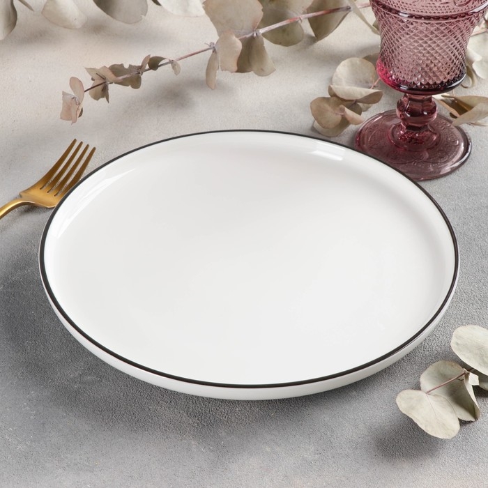 Тарелка фарфоровая с бортиком &laquo;Фронтьер&raquo;, d=25 см, цвет белый