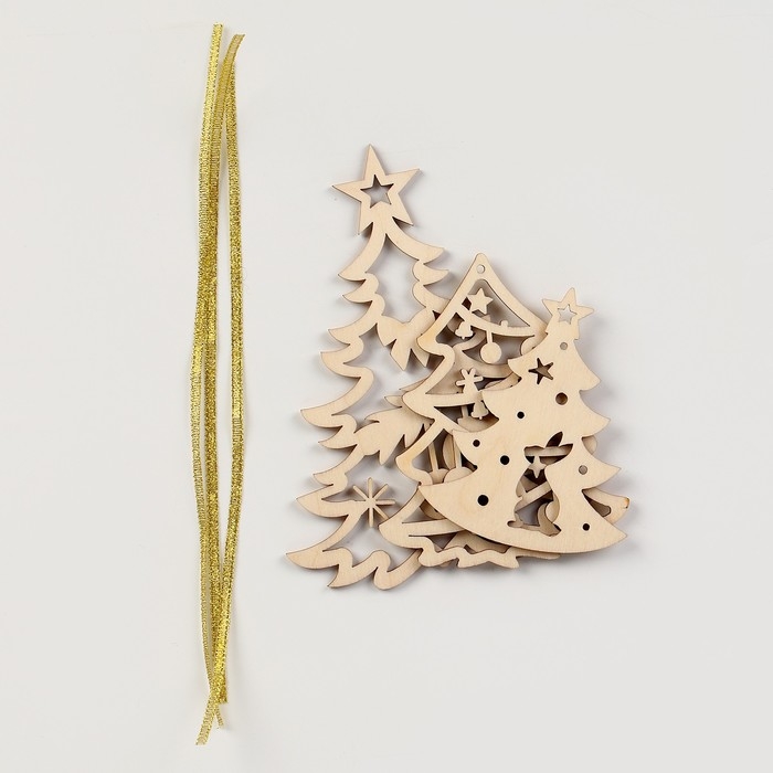 Заготовки для творчества на новый год &laquo;Елочки с подвесом&raquo;, 3 шт