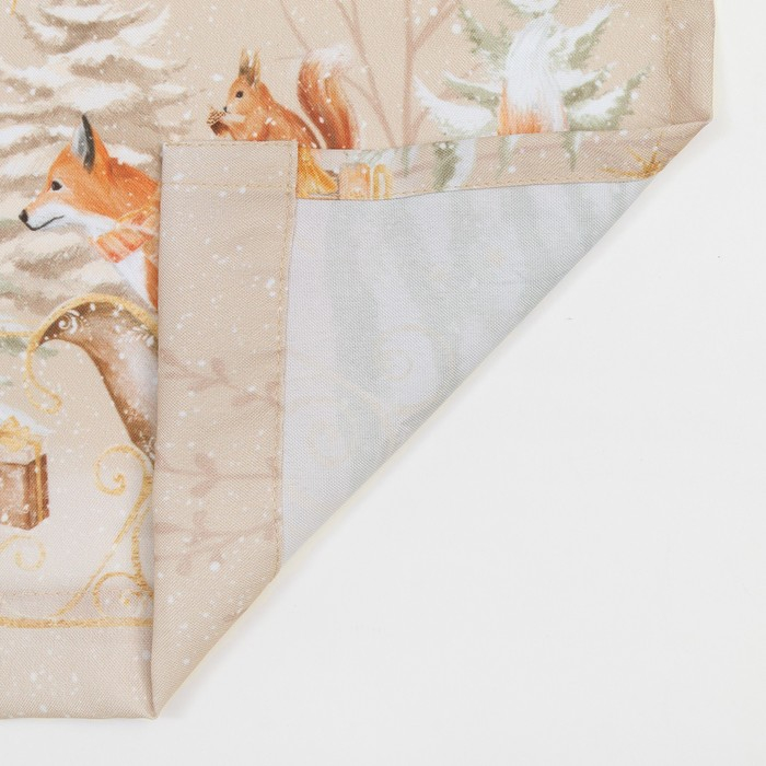 Новогодний комплект штор для кухни с подхватами "Christmas forest" 145х180см-2 шт, габардин