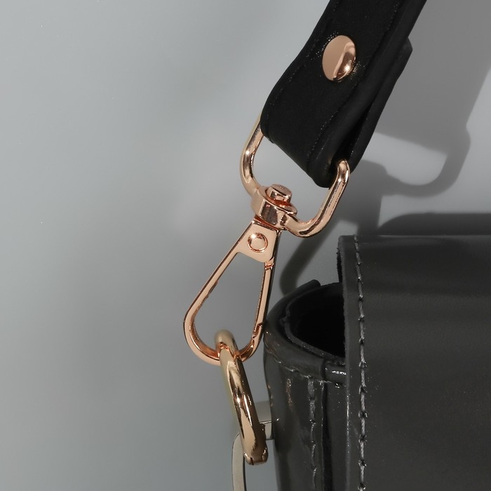 Ручка для сумки, с карабинами, 60 &plusmn; 1 см &times; 2 см, цвет чёрный