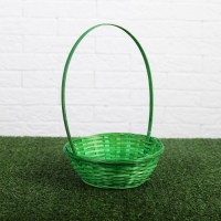 Корзина плетёная, бамбук, зелёная, низкая Корзина плетёная, бамбук, зелёная, низкая