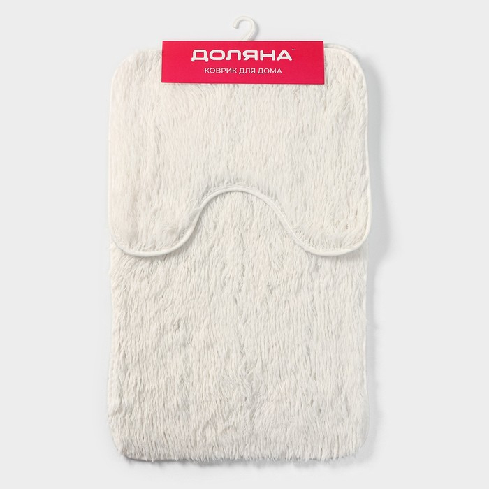 Коврики для ванной и туалета Доляна «Пушистик», 2 шт: 40×50 см, 50×80 см, цвет белый Коврики для ванной и туалета Доляна «Пушистик», 2 шт: 40×50 см, 50×80 см, цвет белый