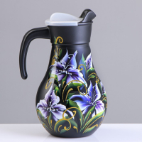 Набор для сока с подносом "Ирис" художественная роспись, 6 стаканов 1250/200 мл Набор для сока с подносом "Ирис" художественная роспись, 6 стаканов 1250/200 мл