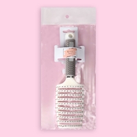 Расчёска массажная, с магнитом, прорезиненная ручка, вентилируемая, 7,5 &times; 25,5 см, цвет бежевый/белый