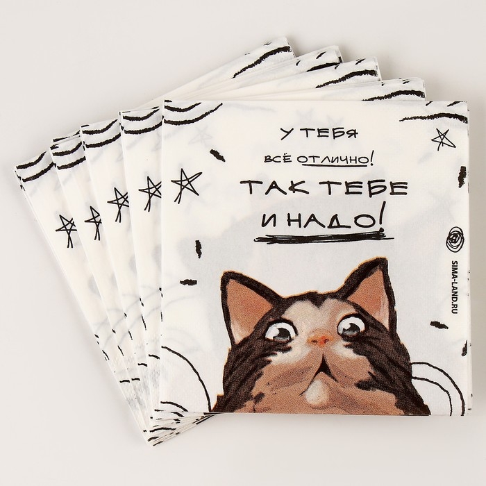 Салфетки бумажные 25*25см Салфетки бумажные 25*25см "Коты" (набор 20 шт)