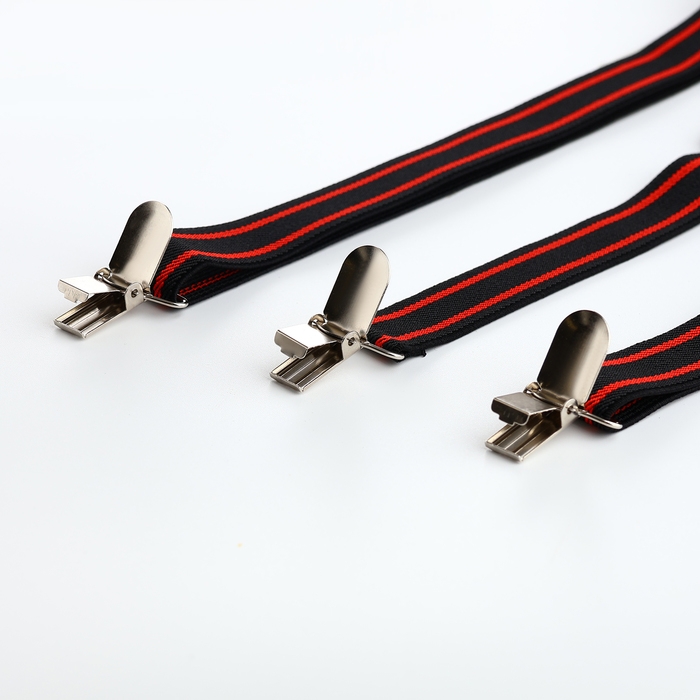 Подтяжки взрослые, ширина 2,5 см, цвет чёрный/красный Подтяжки взрослые, ширина 2,5 см, цвет чёрный/красный