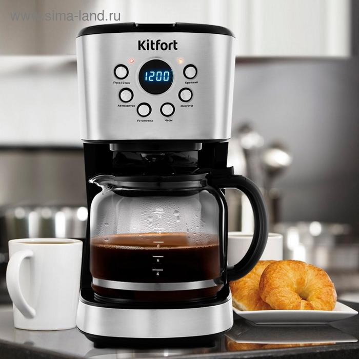 Кофеварка Kitfort KT-728, капельная, 900 Вт, 1.5 л, серебристо-чёрная Кофеварка Kitfort KT-728, капельная, 900 Вт, 1.5 л, серебристо-чёрная