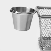 Корзинка для картофеля фри Доляна «Лонгфилд», 10×8×7,5 см, с соусником d=5 см, цвет серебристый Корзинка для картофеля фри Доляна «Лонгфилд», 10×8×7,5 см, с соусником d=5 см, цвет серебристый