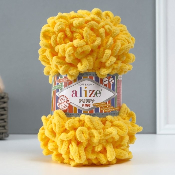 Пряжа Пряжа "Puffy fine" 100% микрополиэстер 14,5м/100г (113 жёлтый)