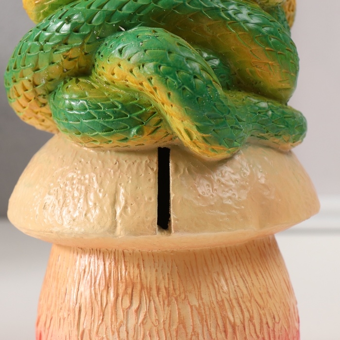 Копилка "ЗМЕЙКА НА ГРИБЕ"  18 х12 х 12 см.