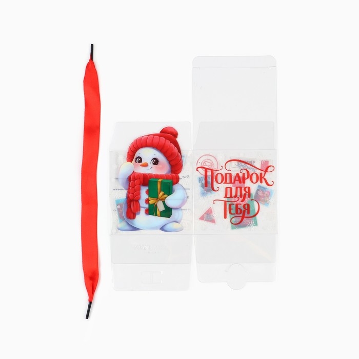 Коробка подарочная новогодняя складная ПВХ, &laquo;Снеговик&raquo;, 10 х 10 х 10 см, Новый год