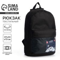 Рюкзак школьный детский для девочки &laquo;Котик&raquo; 33х13х37, отд на молнии, н/карман, чёрный