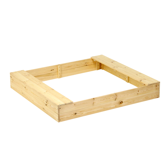 Песочница детская деревянная, без крышки, 150 &times; 140 &times; 20 см, с сиденьями, без покраски, сосна, Greengo