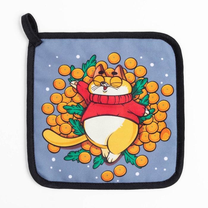 Новый год. Новогодний набор кухонный Merry Xmas, варежка-прихватка 20х28см, прихватка 17х17см, 35% хлопок,65% п/э