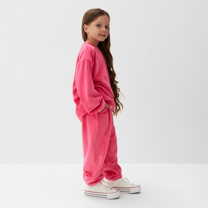 Костюм детский (свитшот, брюки) KAFTAN Plushy р.36 (134-140), фуксия
