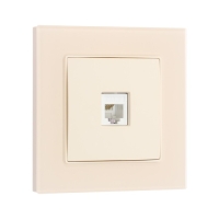 Розетка телефонная одноместная TOT Matte Glass, скрытая, стекло, бежевая Розетка телефонная одноместная TOT Matte Glass, скрытая, стекло, бежевая