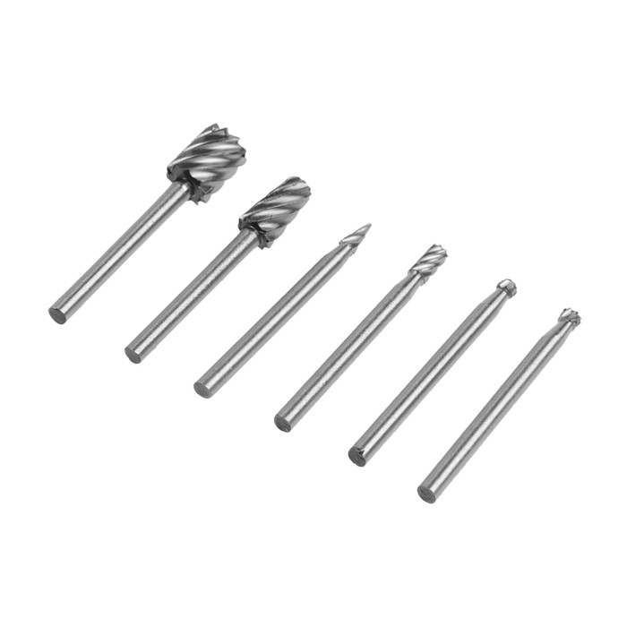 Набор шарошек по дереву и пластику ТУНДРА, диаметр хвостовика 3 мм, 6 шт. Набор шарошек по дереву и пластику ТУНДРА, диаметр хвостовика 3 мм, 6 шт.