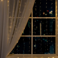 Гирлянда &laquo;Занавес&raquo; 2 &times; 2 м роса, IP20, серебристая нить, 300 LED, свечение тёплое белое, 12 В