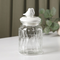 Банка стеклянная для хранения сыпучих продуктов Доляна &laquo;Голубки&raquo;, 800 мл, 11&times;20 см, с керамической крышкой