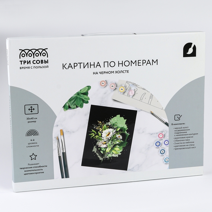 Картина по номерам &laquo;Цветы&raquo;, 30 &times; 40 см, на черном холсте