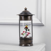 Светодиодная фигура &laquo;Фонарь со снеговиками&raquo; 14 &times; 27 &times; 14 см, пластик, батарейки ААх3 (не в комплекте), USB, свечение тёплое белое