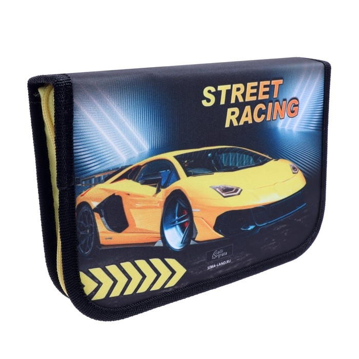 Пенал 3 секции, вкладка внутри, 140 х 210 х 40 мм, тканевый, Calligrata TOP Block Пенал 3 секции, вкладка внутри, 140 х 210 х 40 мм, тканевый, Calligrata TOP Block "Тачка желтая"