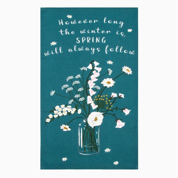 Набор кухонных полотенец Доляна Hello spring 35х60 см -4 шт, 100% хлопок, вафля 160 г/м2