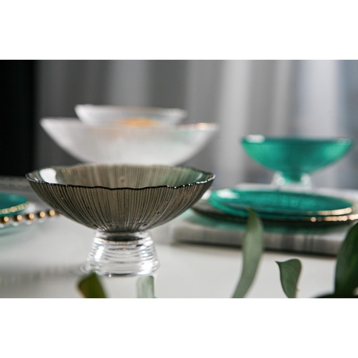 Ваза стеклянная для фруктов &laquo;Фейерверк&raquo;, 350 мл, 15&times;7,5 см, цвет серый