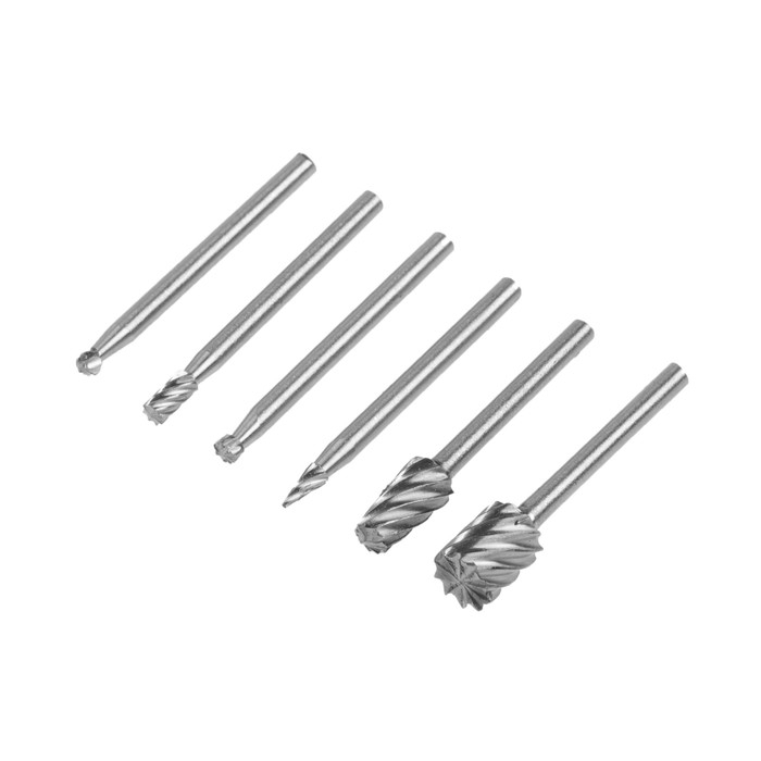 Набор шарошек по дереву и пластику ТУНДРА, диаметр хвостовика 3 мм, 6 шт. Набор шарошек по дереву и пластику ТУНДРА, диаметр хвостовика 3 мм, 6 шт.