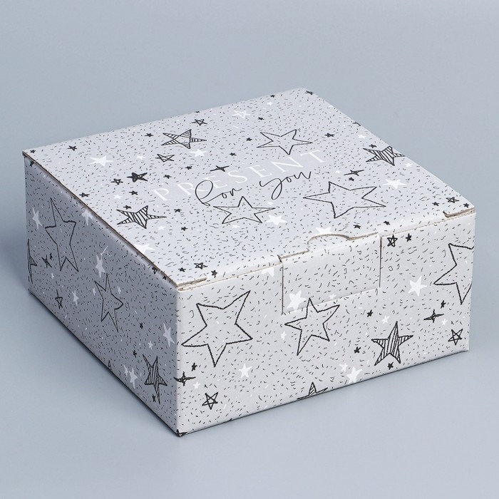 Коробка подарочная сборная, упаковка, &laquo;Звёзды&raquo;, 15 х 15 х 7 см
