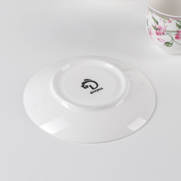 Сервиз фарфоровый чайный Доляна &laquo;Бланко&raquo;, 12 предметов: 6 чашек 220 мл, 6 блюдец d=14 см