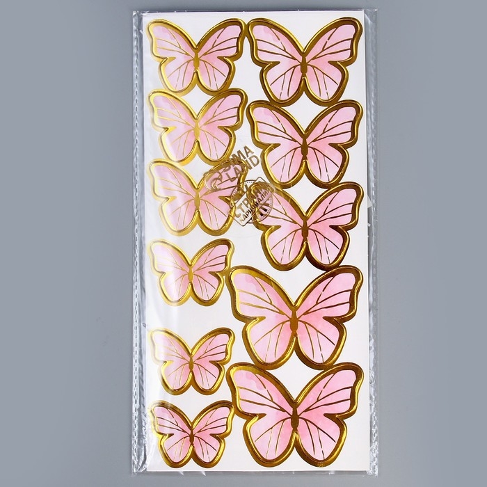 Набор топперов &laquo;Бабочки&raquo; 10 шт., цвет розовый