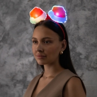 Ободок светодиодный "Колпак" 18x16x3 см, 2 LED, батарейки AG10x3 (в комплекте), мерцание, свечение мульти Ободок светодиодный "Колпак" 18x16x3 см, 2 LED, батарейки AG10x3 (в комплекте), мерцание, свечение мульти