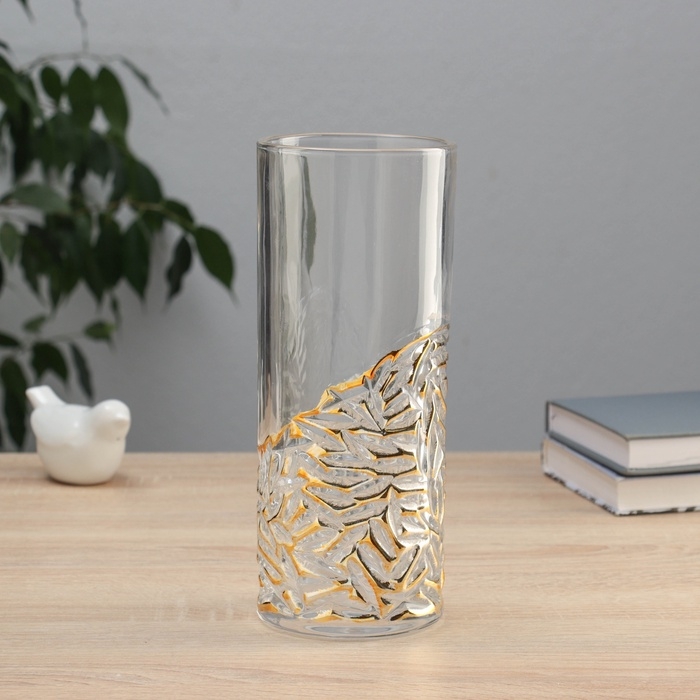 Ваза стекло настольная "Милагрос" узоры низ, 24х10 см, прозрачный