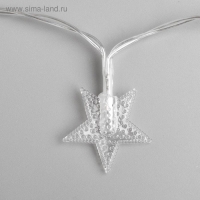 Гирлянда &laquo;Нить&raquo; 3 м с насадками &laquo;Звёзды&raquo;, IP20, прозрачная нить, 20 LED, батарейки AAх3 (нет в комплекте), свечение мульти