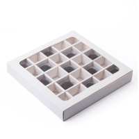 Коробка для 25 конфет, белая, 22 х 22 х 3,5 см. Кондитерская упаковка Коробка для 25 конфет, белая, 22 х 22 х 3,5 см. Кондитерская упаковка