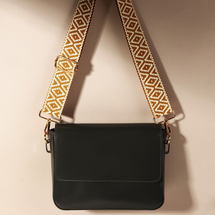 Ручка для сумки &laquo;Ромбы&raquo;, стропа, 135 &plusmn; 3 &times; 3,8 см, цвет горчичный/белый