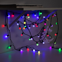 Гирлянда «Нить» 10 м с насадками «Шарики 1.5 см», IP44, тёмная нить, 100 LED, свечение мульти (RG/RB), мигание, 220 В Гирлянда «Нить» 10 м с насадками «Шарики 1.5 см», IP44, тёмная нить, 100 LED, свечение мульти (RG/RB), мигание, 220 В
