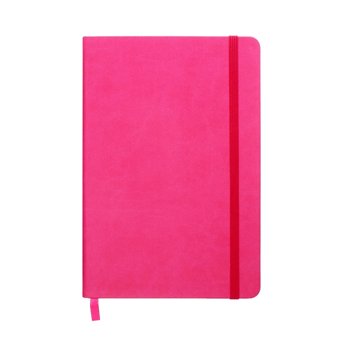 Ежедневник недатированный A5, 140л, клетка, кожзам, на резинке, желтый срез, Фуксия Ежедневник недатированный A5, 140л, клетка, кожзам, на резинке, желтый срез, Фуксия