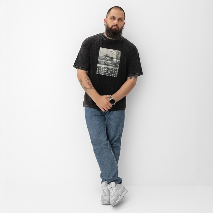 Футболка мужская MIST Футболка мужская MIST "Город" из вареного хлопка, цв. черный, р-р M