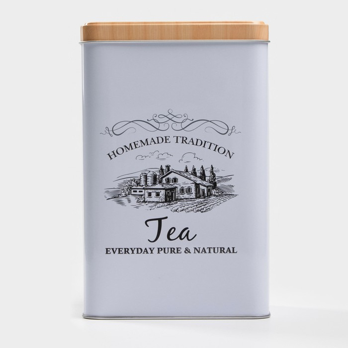 Банка для чая &laquo;Дом и поле&raquo;, 19&times;12&times;8 см, цвет белый