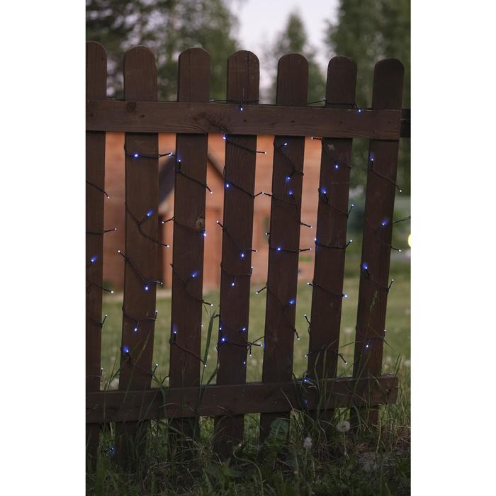 Гирлянда &laquo;Нить&raquo; 10 м, IP44, УМС, тёмная нить, 100 LED, свечение синее, 220 В