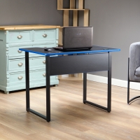 Стол игровой "ЛАЙТ" черный/синяя кромка