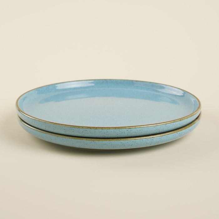 Набор тарелок фарфоровых SL Home «Аззура», d=20,3 см, цвет бирюзовый Набор тарелок фарфоровых SL Home «Аззура», d=20,3 см, цвет бирюзовый