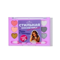 Набор теней детских для век 15 цв, 5 с блёстками, 10 матовые + 2 аппликатора Набор теней детских для век 15 цв, 5 с блёстками, 10 матовые + 2 аппликатора