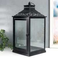 Подсвечник металл, стекло "Этна" чёрный набор 2 шт 19х19х39 см, 14х14х27 см Подсвечник металл, стекло "Этна" чёрный набор 2 шт 19х19х39 см, 14х14х27 см