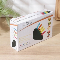 Набор кухонных ножей на подставке, 5 шт, лезвие 8,5 см, 11 см, 11,5 см, 12,5 см, цвет МИКС Набор кухонных ножей на подставке, 5 шт, лезвие 8,5 см, 11 см, 11,5 см, 12,5 см, цвет МИКС