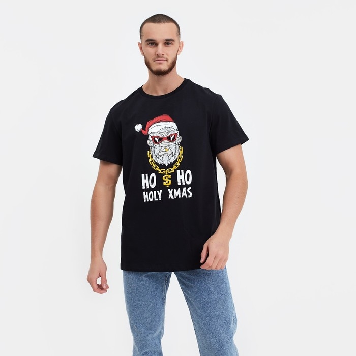 Футболка мужская новогодняя , цвет чёрный, размер 50 Футболка мужская новогодняя , цвет чёрный, размер 50