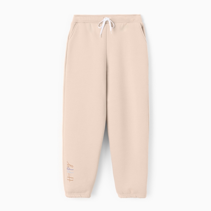 Брюки для девочки MINAKU: Exclusive print, цвет бежевый, Oversize рост 116 см